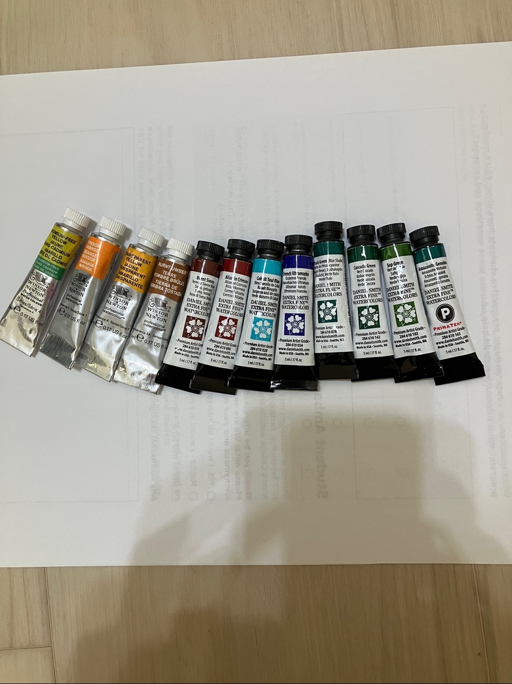 Professional Watercolor Paint 12 Tube Set Daniel Smith Winsor & Newton 5ml